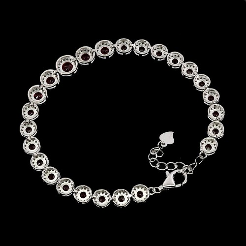925 Sterling Silver Bracelet Round Ruby 5mm Natural Gemstone Jewelry 7.5 Inches - Picture 3 of 14
