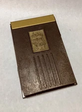 Vintage MCM Park Sherman Brass Nautical Ship Memo Holder Notepad 3x5” paper