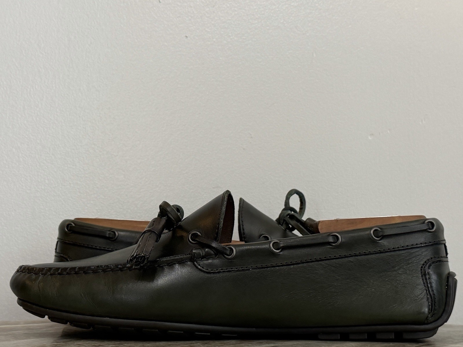 Ralph Lauren Purple Label Harold Tassel Leather Driver Loafer 8.5 US Dark Green image 5