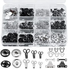 KOPOX 180PCS Hook & Eye Sewing Kit Buttons Closures for Garments DIY Crafts