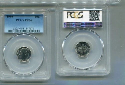 1950 ROOSEVELT SILVER DIME PCGS PR66 6991T