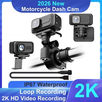 Bicycle Recorder Motorcycle Dash Cam 2K HD 140° Wide Angle WiFi APP 64GB SD Card
