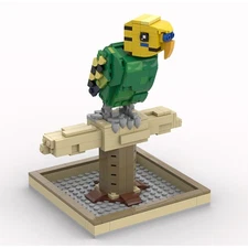 Hot Sale Long-tailed Green Parrot with Display Stand Building Toys 301