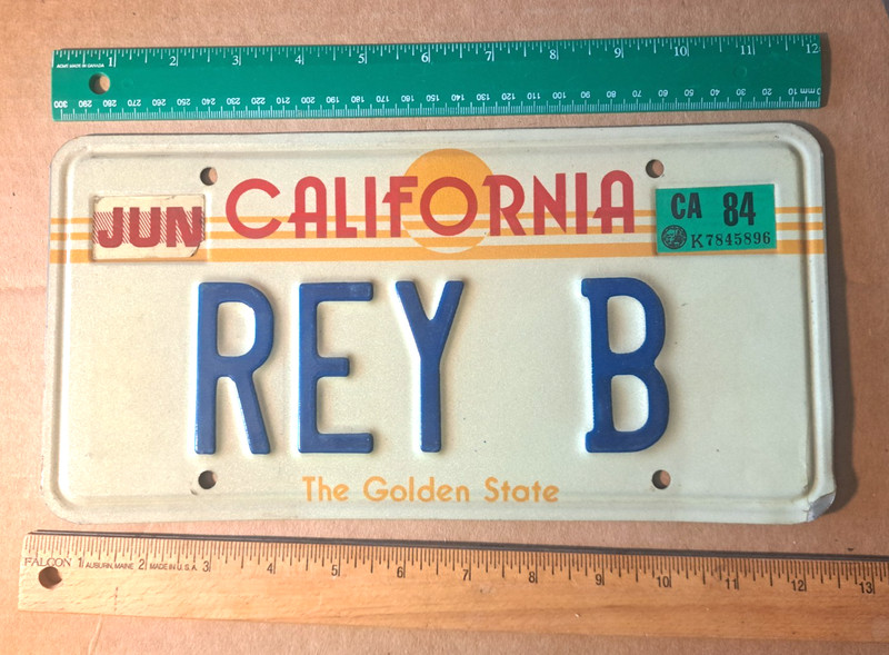 License Plate, California, From my Ray, Rae, Rey Collection: Vanity: REY B