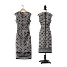 CB Established Dress Womens 4 Black White Geometric Sheath Career Work