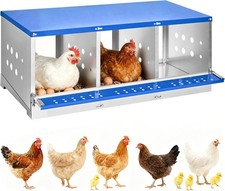 3 Compartment Chicken Nesting Box, Heavy Duty Galvanized Steel Laying Box