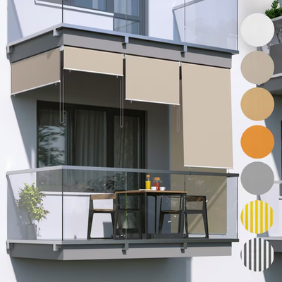 Paramondo Außenrollo Senkrechtmarkise – Sicht- & Sonnenschutz Für Balkon/Terrasse, 200x240 Cm, Weiß, HDPE-Gewebe