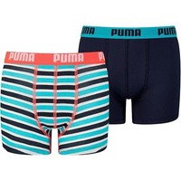 Puma 2Er Pack Kinder Boxershorts Unterhose UnterwäSche Pant Neon Rot/Blau 140