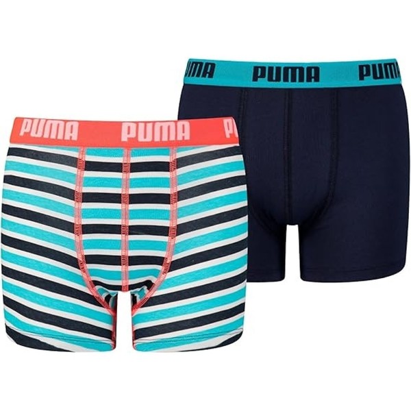 Puma 2Er Pack Kinder Boxershorts Unterhose UnterwäSche Pant Neon Rot/Blau 140-image