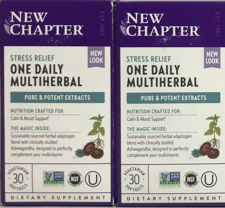 New Chapter One Daily Multiherbal Stress Relief Ashwagandha 60ct Total LOT OF 2