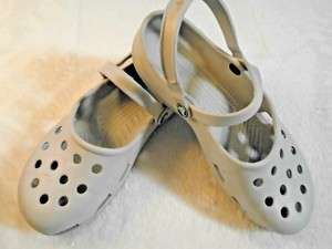 Womenâs Crocs ORIGINAL Mary Jane WHITEish Sz 10 EUC | eBay