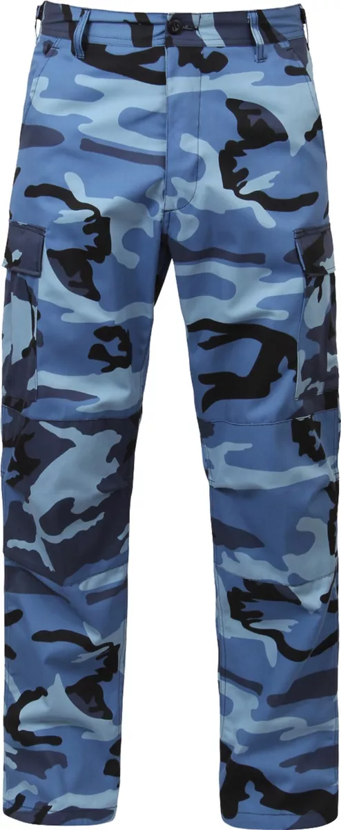 Mens Sky Blue Camouflage Cargo Army Camo Fatigues Military BDU