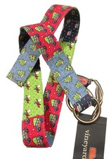 Vineyard Vines Boys Multicolor Patchwork Holiday Graphic D-Ring Belt