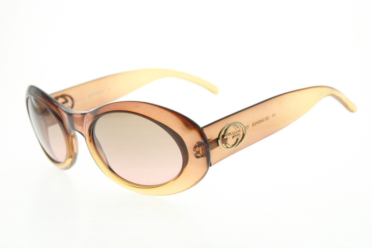 VTG GUCCI GG2400 T2V Sunglasses Interlocking G Brown Clear 54/22