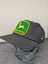 Vintage John Deere Hat Snapback K Products Black Tractor Patch Farmer USA Made