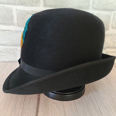 Vintage Henry Pollak Wool Hat New York Melange Feathers  display picture 2