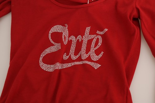 EXTE Bluse rot Exte Kristall verziert Langarm Oberteil IT38/US4/XS UVP 300 $ - Bild 6 von 9