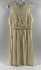 J Crew Silk Cream Bridesmaid Sleeveless Knee Length Dress 4 Capsule Romantic