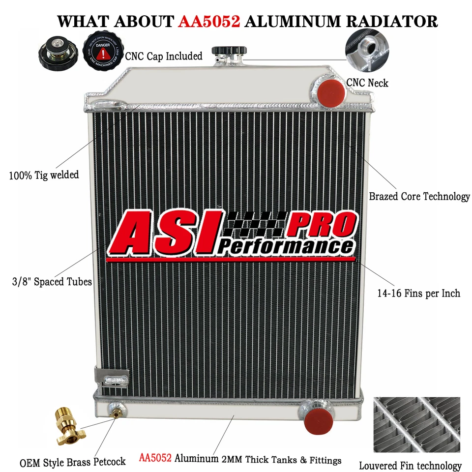 3 Row Aluminum Radiator For 1950-1961,1951 Jaguar MK 7 8 9 Mark VII/VIII/IX Foto 2 de 4