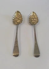 Pair Solomon Hougham Georgian Sterling Silver Berry Spoons, c. 1814