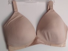 DKNY Size Large Wireless Microfiber Plunge Bra L SAND LIGHTLY LINED CUPS