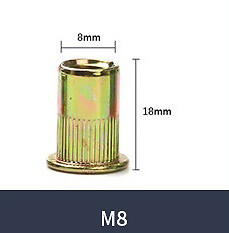128Pcs M3 M4 M5 M6 M8 M10 M12 Zinc Plated Carbon Steel Rivet Nut Threaded Insert - Picture 9 of 12