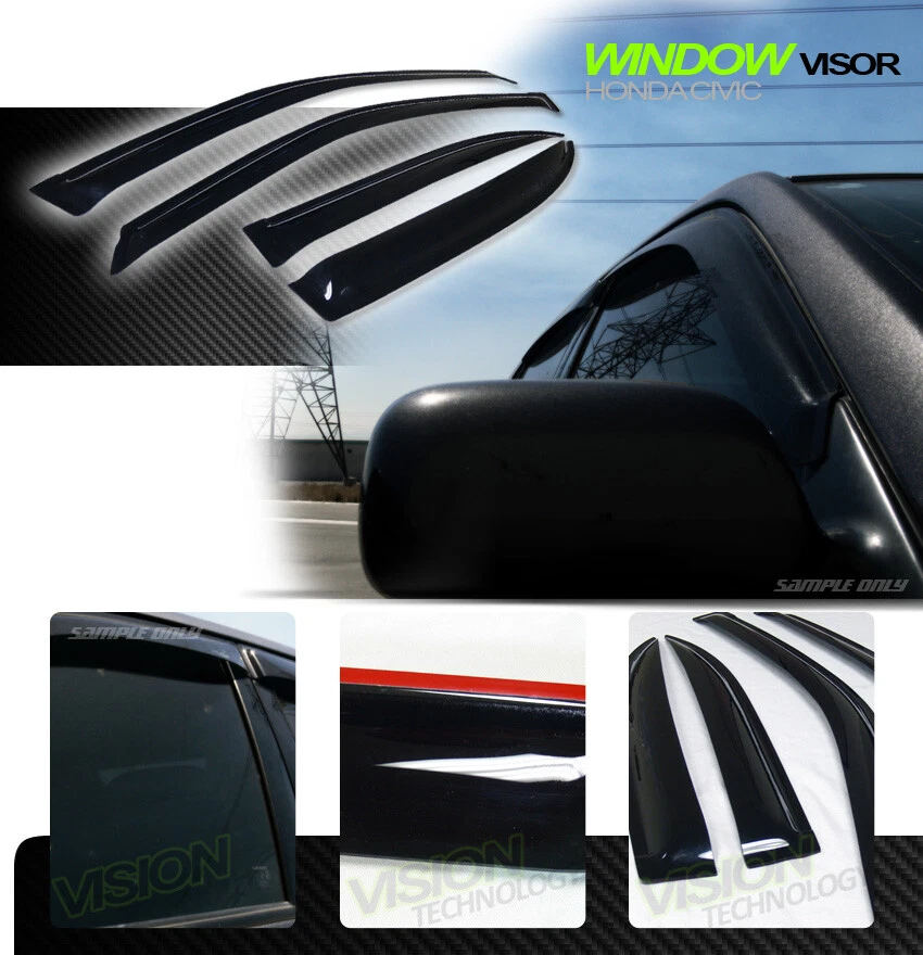 Para 01-05 Honda Civic 4 puertas protector de lluvia/viento sombra deflector ventana visera 4P v2 Foto 2 de 2