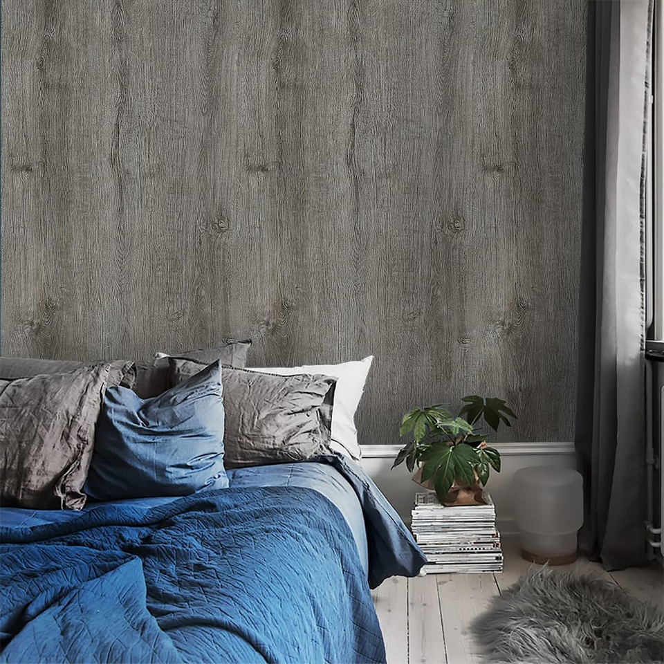 17.7"X118" Wood Wallpaper Grey Wood Peel and Stick Wallpaper Gray Wood