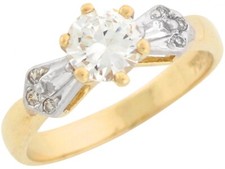 10k or 14k Real Yellow Gold White CZ Petite Pretty Ladies Engagement Ring