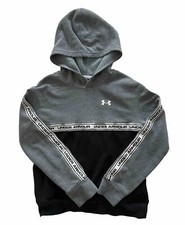 Under Armour Coldgear Hoodie Gray Black Sweatshirt Youth Medium Pockets Loose