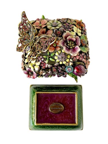 JAY STRONGWATER MILLE FIORI BOXWOOD LARGE TRINKET BOX WITH BUTTERFLY USED LTD - Picture 4 of 9