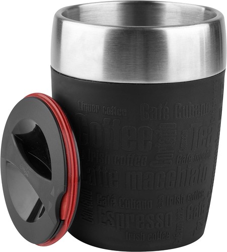 2 x Emsa Travel Cup Nero 200ml Tazza Termica Tappo Girevole per Bevande - Foto 3 di 4