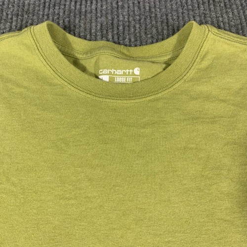 Carhartt T Shirt Boys Large L  Green Long Sleeve Crew Neck Spell Out Loose Fit - Bild 2 von 12