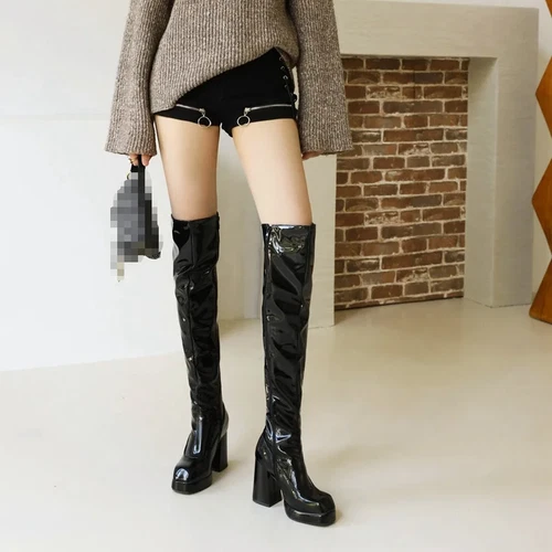 Overknee Stiefel Plateau Overknee-Stiefel Damen Sexy High Heels Schuhe Große Größe - Bild 14 von 25