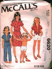 6620 Vintage McCalls SEWING Pattern Girls Blouse Tank Top Skirt Pants Shorts OOP
