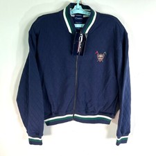 Catalina Quilted Full Zip Golf Jacket Womens Size Xl Blue Knit Trim