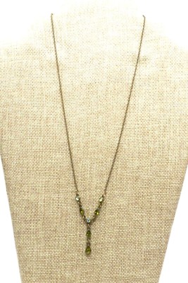 Collier Vintage 1928 En Laiton Et Cristal - Longueur 16-19 Pouces - Occasion