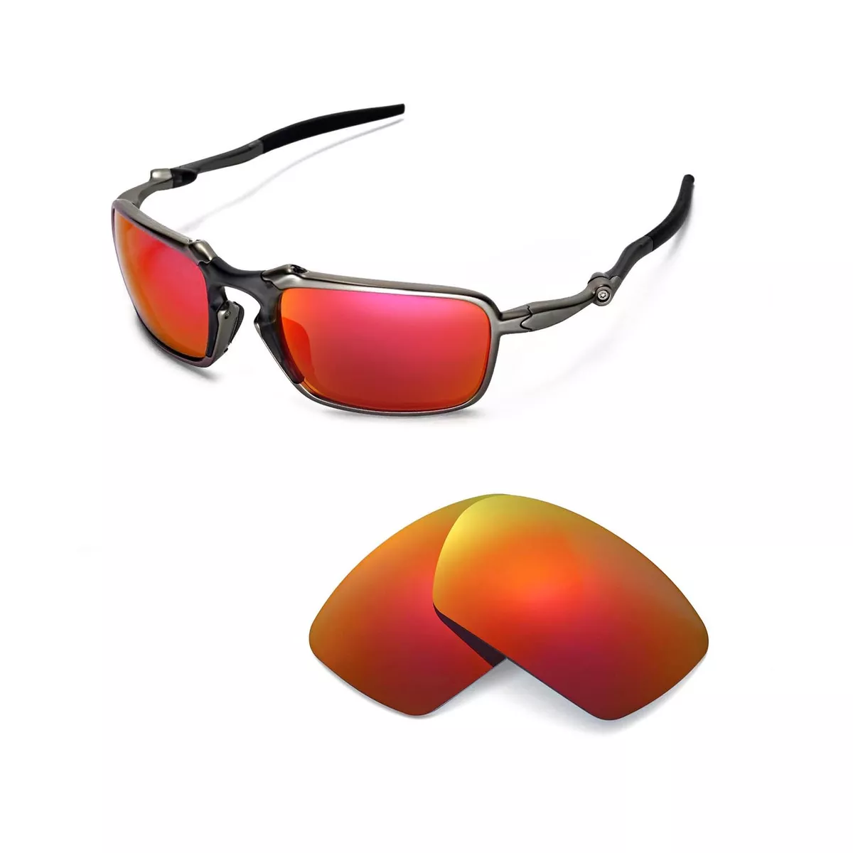 Walleva Fire Red Polarized Replacement Lenses for Oakley Juliet Sunglasses  