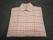 DAKS London Plaid Lightweight Flannel Button-up Long Sleeve Shirt SZ Medium 