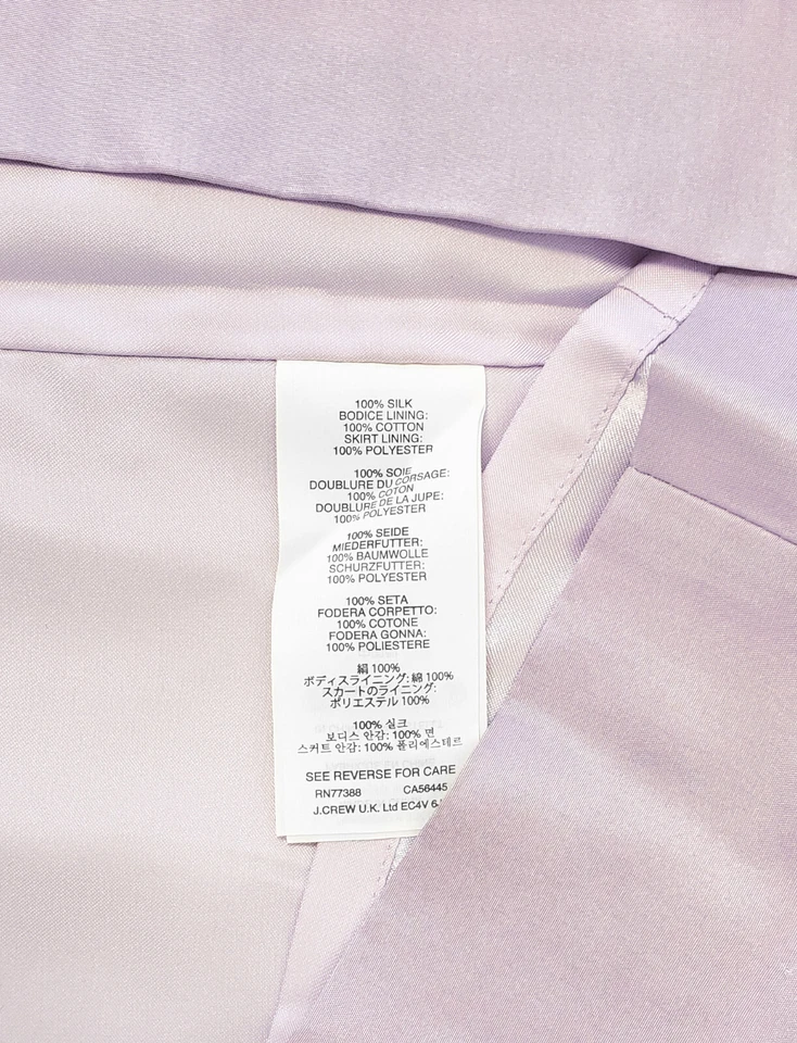 Mini Vestido para Mujer J.Crew Seda Tafetán Sin Tirantes Violeta Silenciado Talla 10 Foto 4 de 4