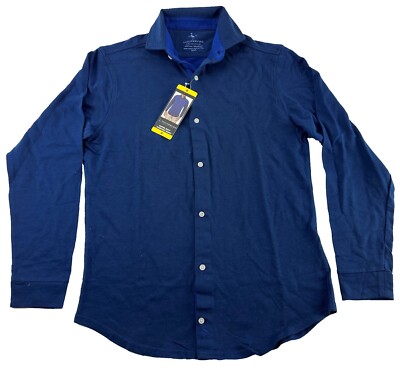Tailorbyrd Men's Soft Flannel Feel Dress Shirt Long Sleeve Collared Cobalt  Small | eBay