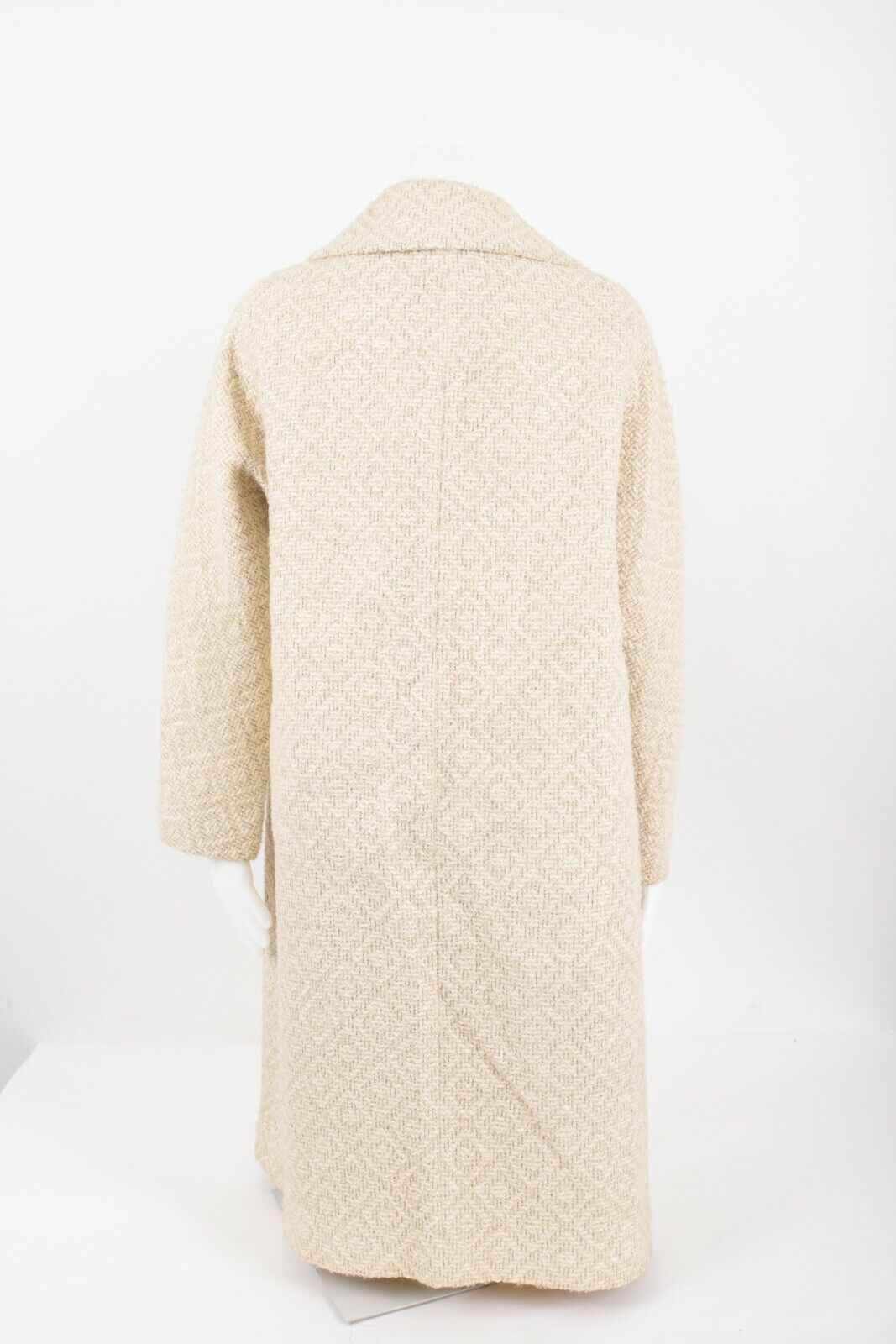 Vintage 60s 70s Womens Beige Tweed Coat Mid Lengt… - image 4
