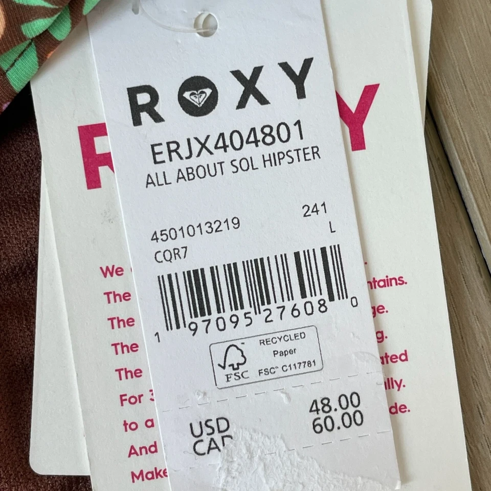 全新 Roxy 女式大号 All About Sol Hipster 比基尼底部花卉印花 — 第 3/4 张图片