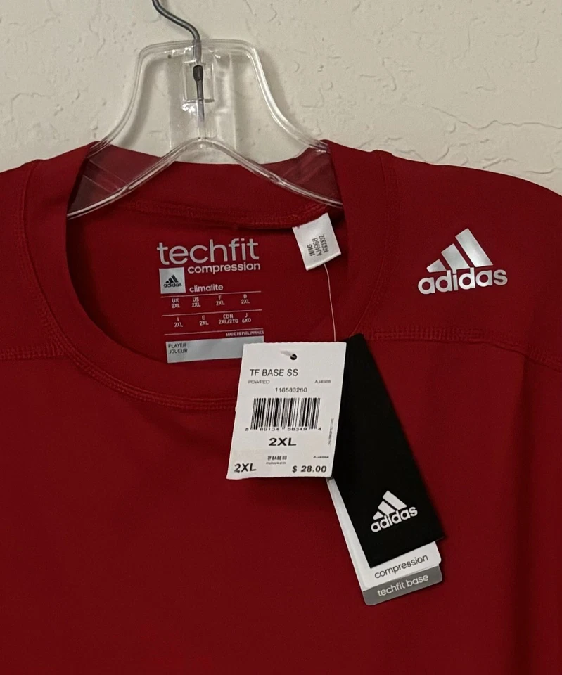 Adidas Techfit Compression TF Base SS Climalite 2XL Tee AJ4968 Red - Image 4 of 4