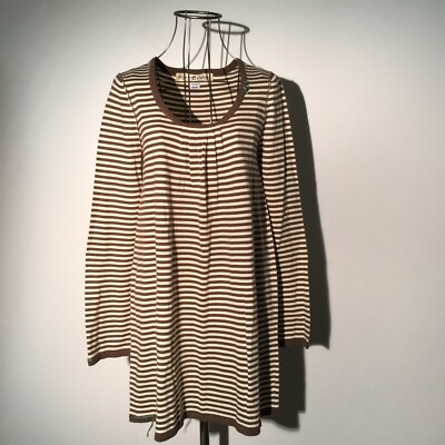 New Project E Vintage Brown Stripe Tunic Dress MEDIUM xx Stitching xx A-line