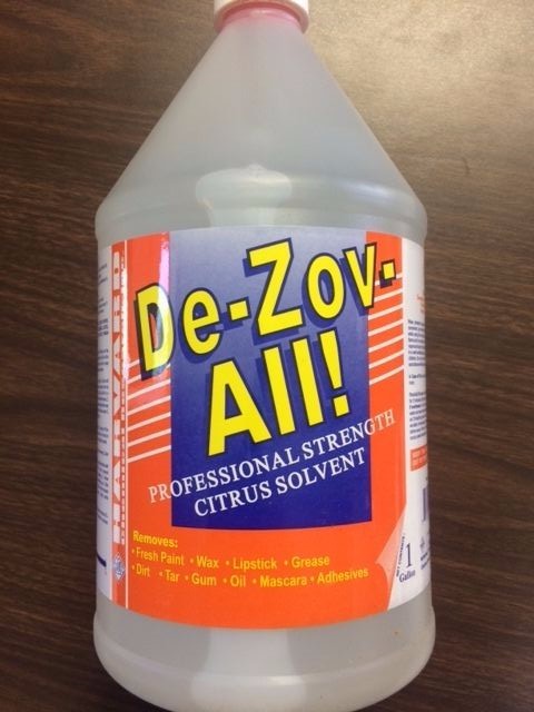 HARVARD DE-ZOV-ALL CITRUS SOLVENT SPOTTER DEGREASER DEZOVALL CASE of 4 GALLONS