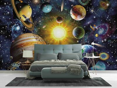 3D Planet Sonne Weltraum Galaxie Selbstklebende Abnehmbare Tapete Wandbild 30