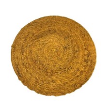 Round Rattan Wicker Placemat Woven Braided Yellow Brown 16 inch