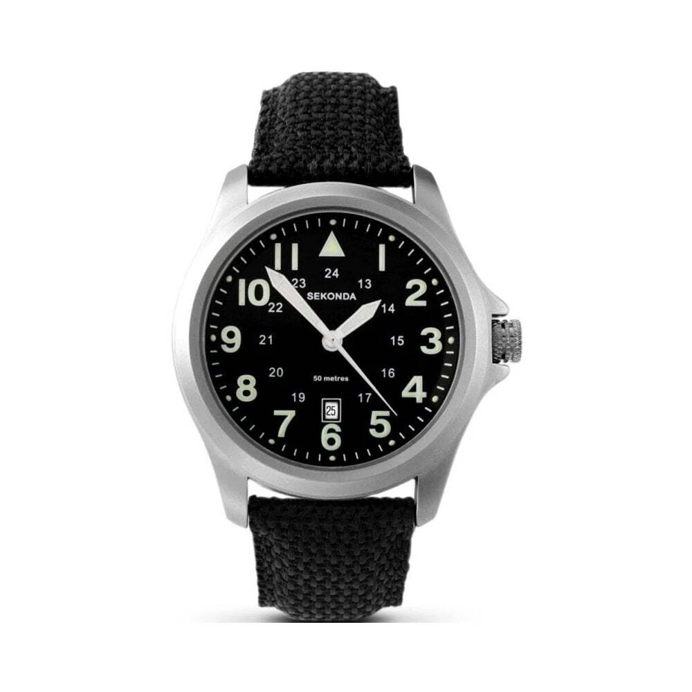Sekons Mens Watch Material Black Strap Date Watch 3347 | eBay