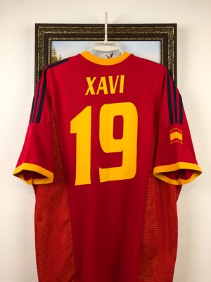  ESPAÑA サッカー ユニフォーム 2002Mサイズ Spain Home football shirt 2002 Soccer #19 Xavi Jersey Adidas Mens